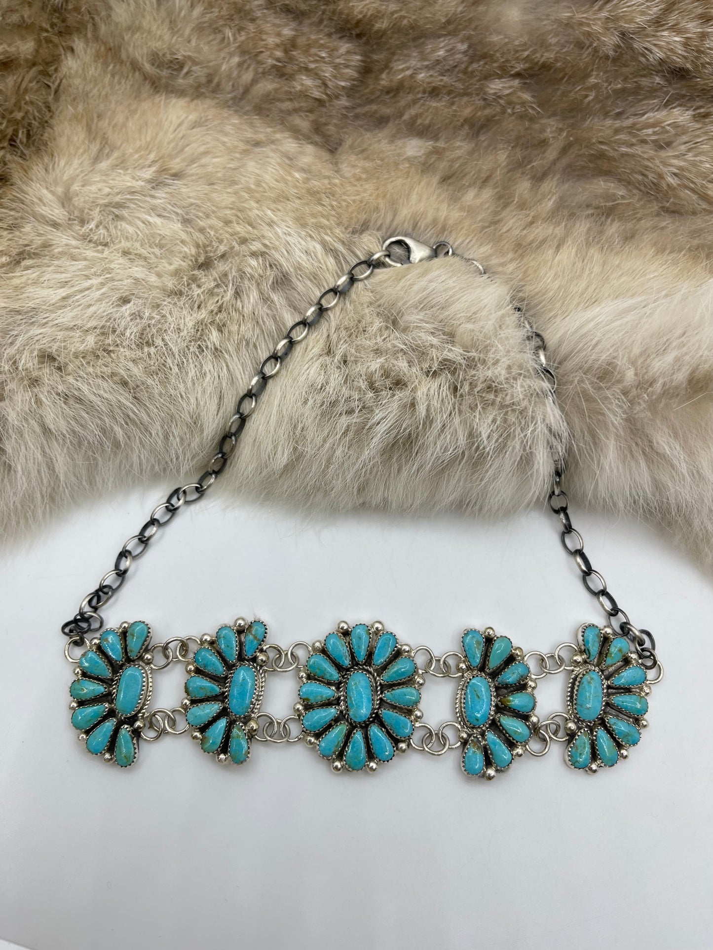 17" & Shorter Cluster Choker Necklace by Alicia Wilson, Navajo