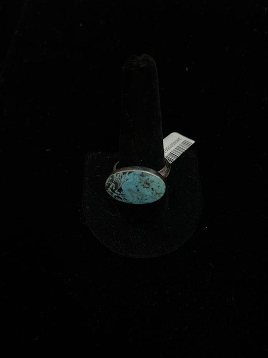 11.0 Turquoise Oval Ring by Sheena Jack, Navajo