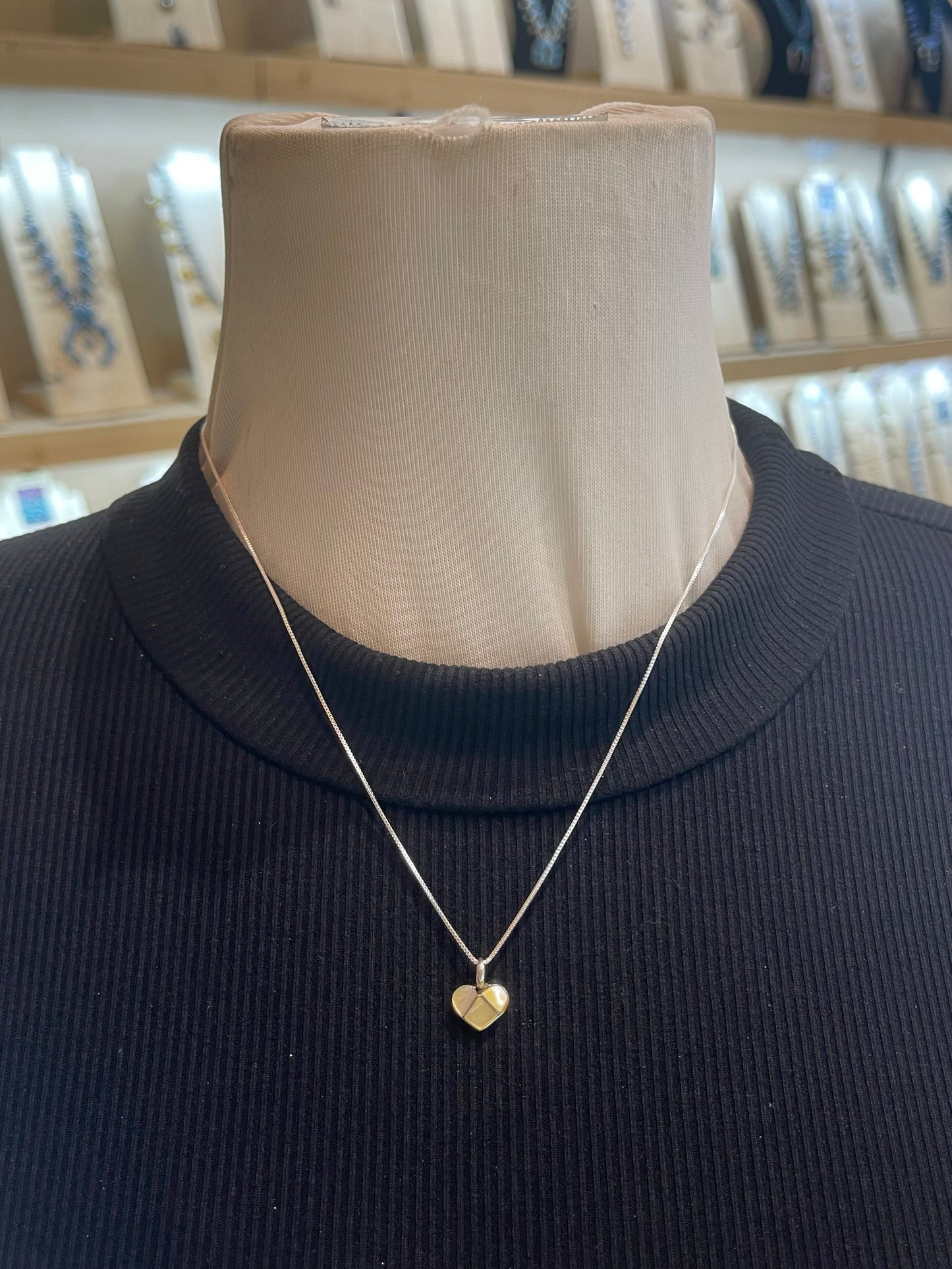 18" Heart Pendant By Linda Chavez, Zuni