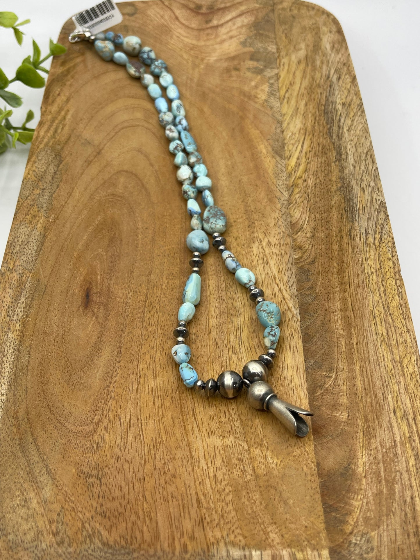 20" Golden Hills Nugget Turquoise with Blossom & Navajo Style Pearls