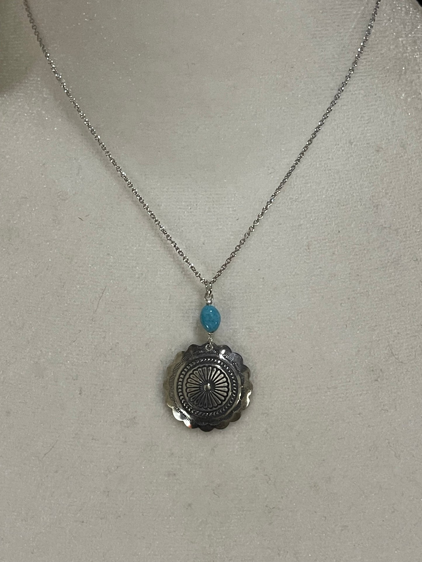 16" Concho with Turquoise Necklace