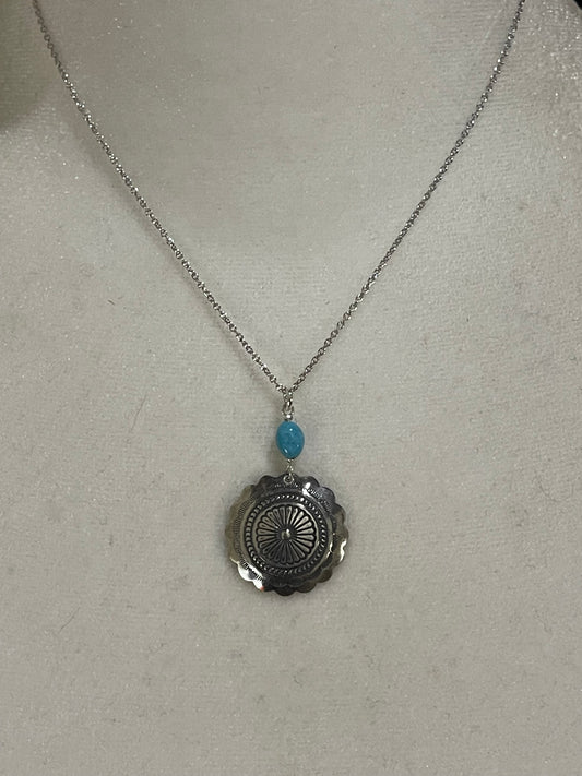 16" Concho with Turquoise Necklace