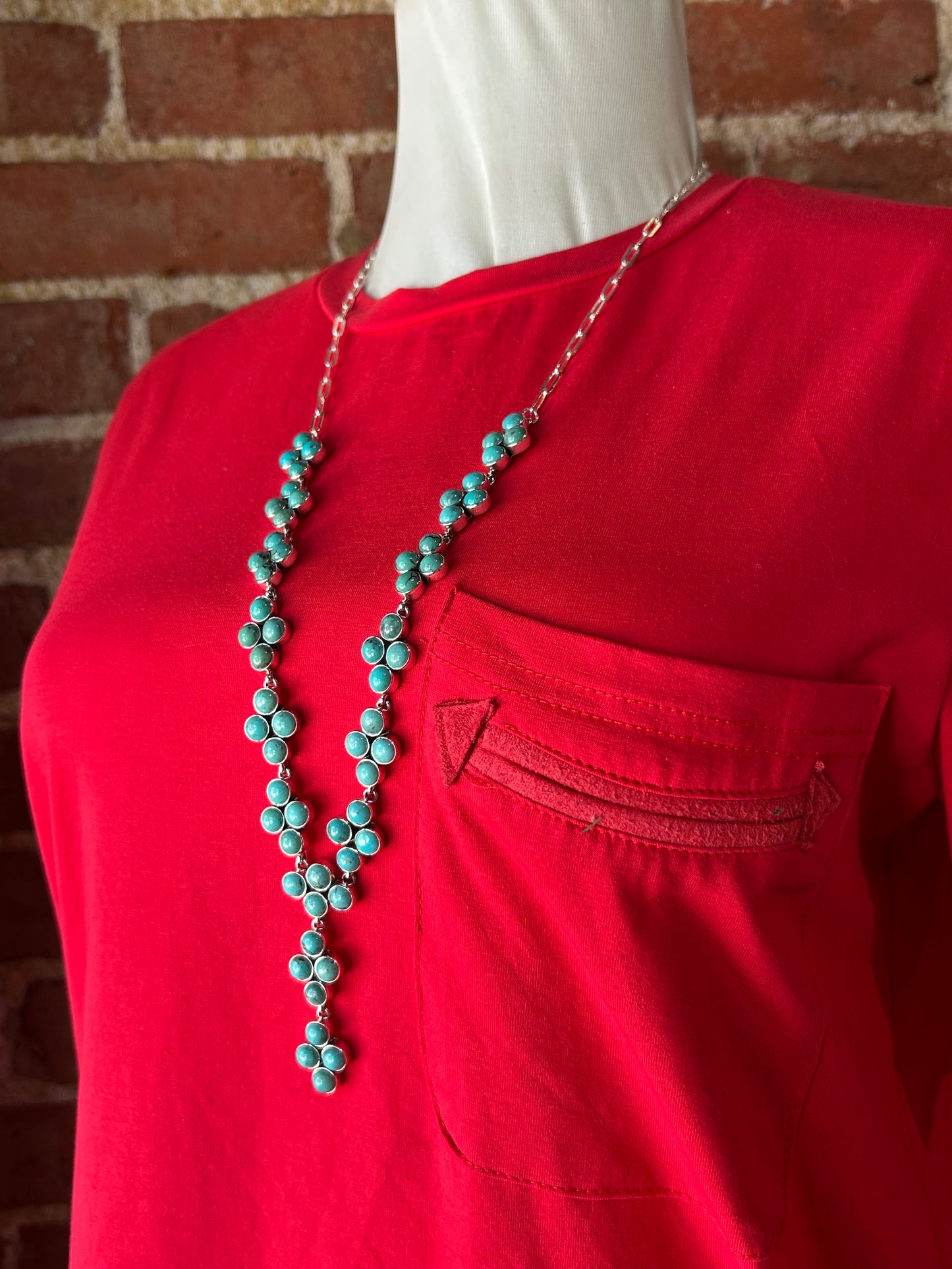 28" 60 Stone Turquoise Cluster Lariat Necklace