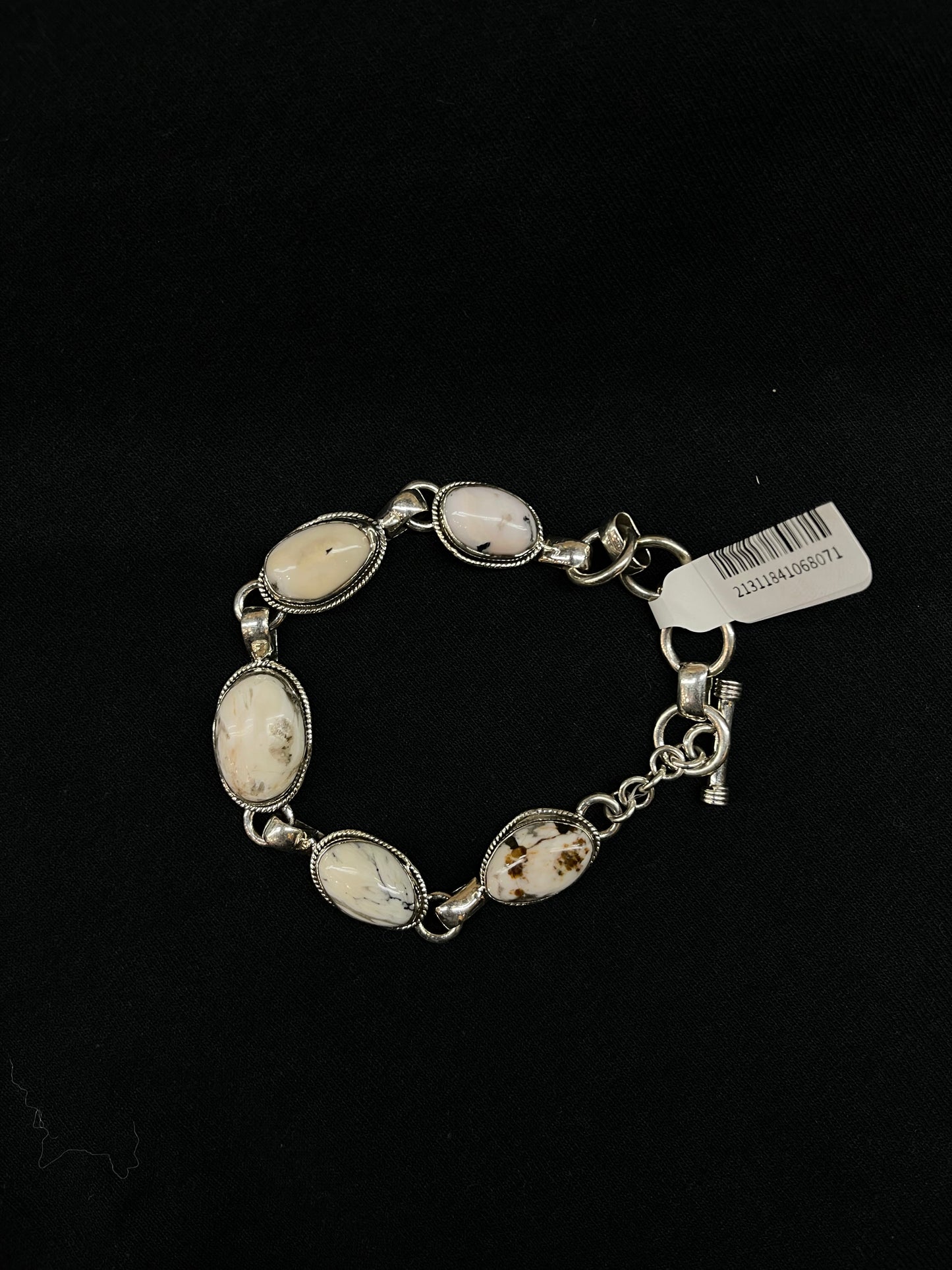 6 1/4"- 8 1/4" 5 Stone White Buffalo Bracelet