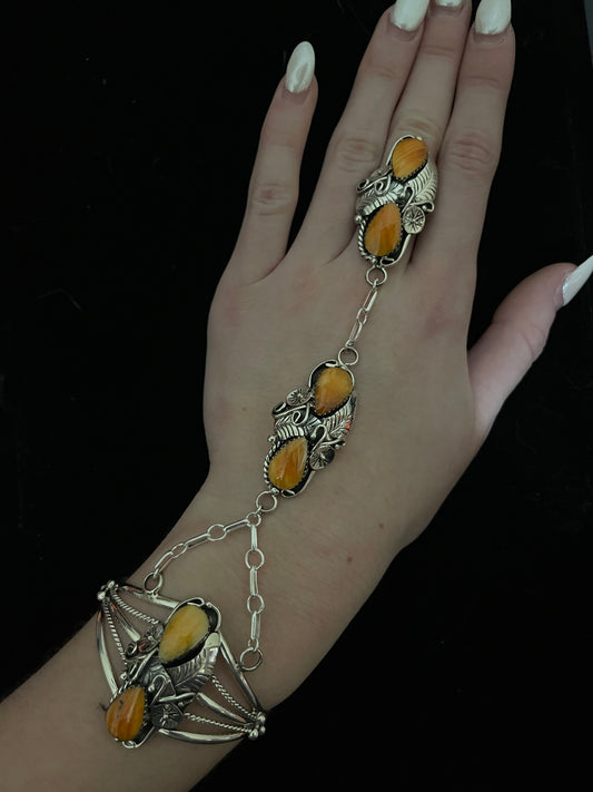5.0 Orange Spiny Oyster Princess Cuff by Max Calladitto, Navajo