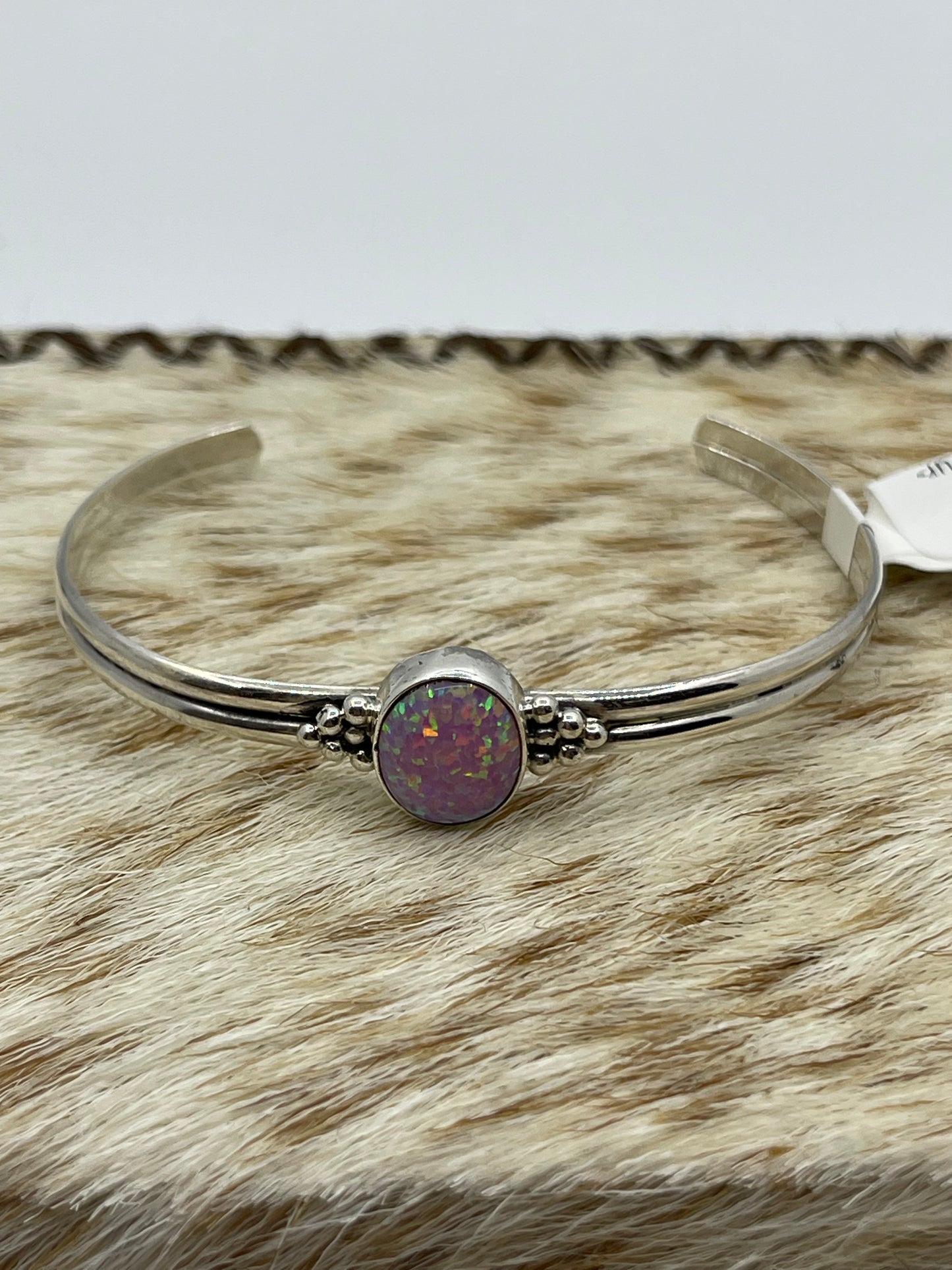 5 1/4"-6 1/2" Pinky/Purple Opal Oval Cuff by Judy Largo, Navajo