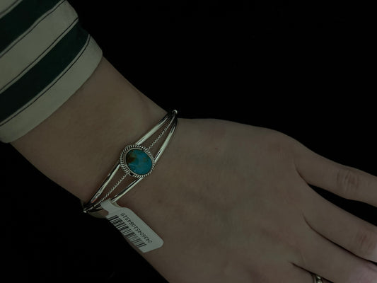 5 1/2"-7" Turquoise Oval Cuff by Navajo Artist