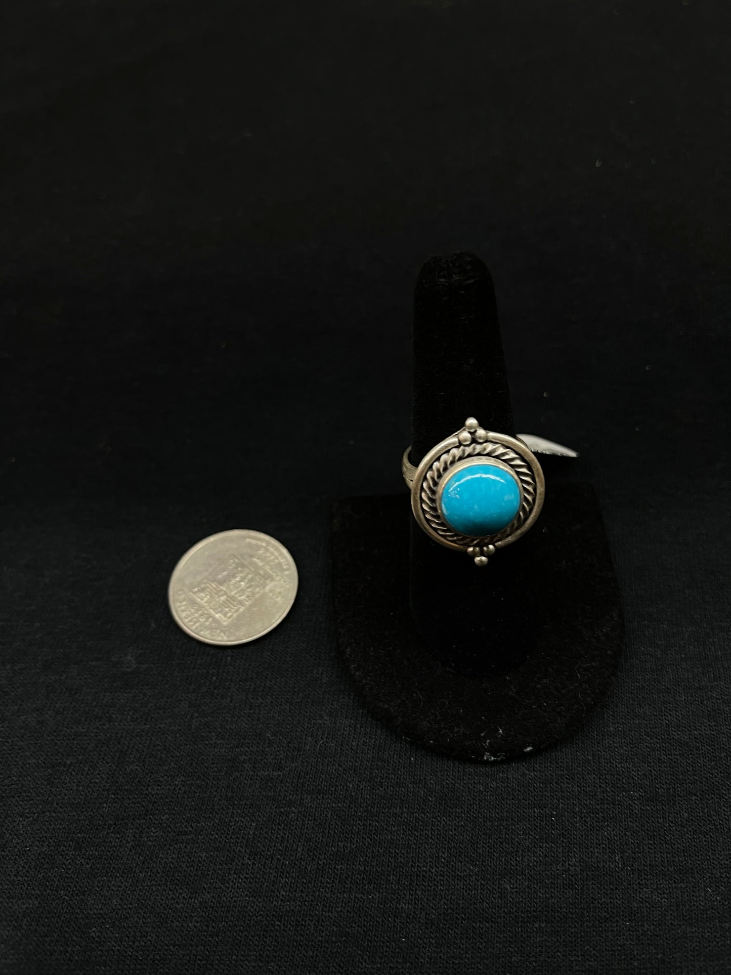 Adjustable Sleeping Beauty Turquoise Circle Ring