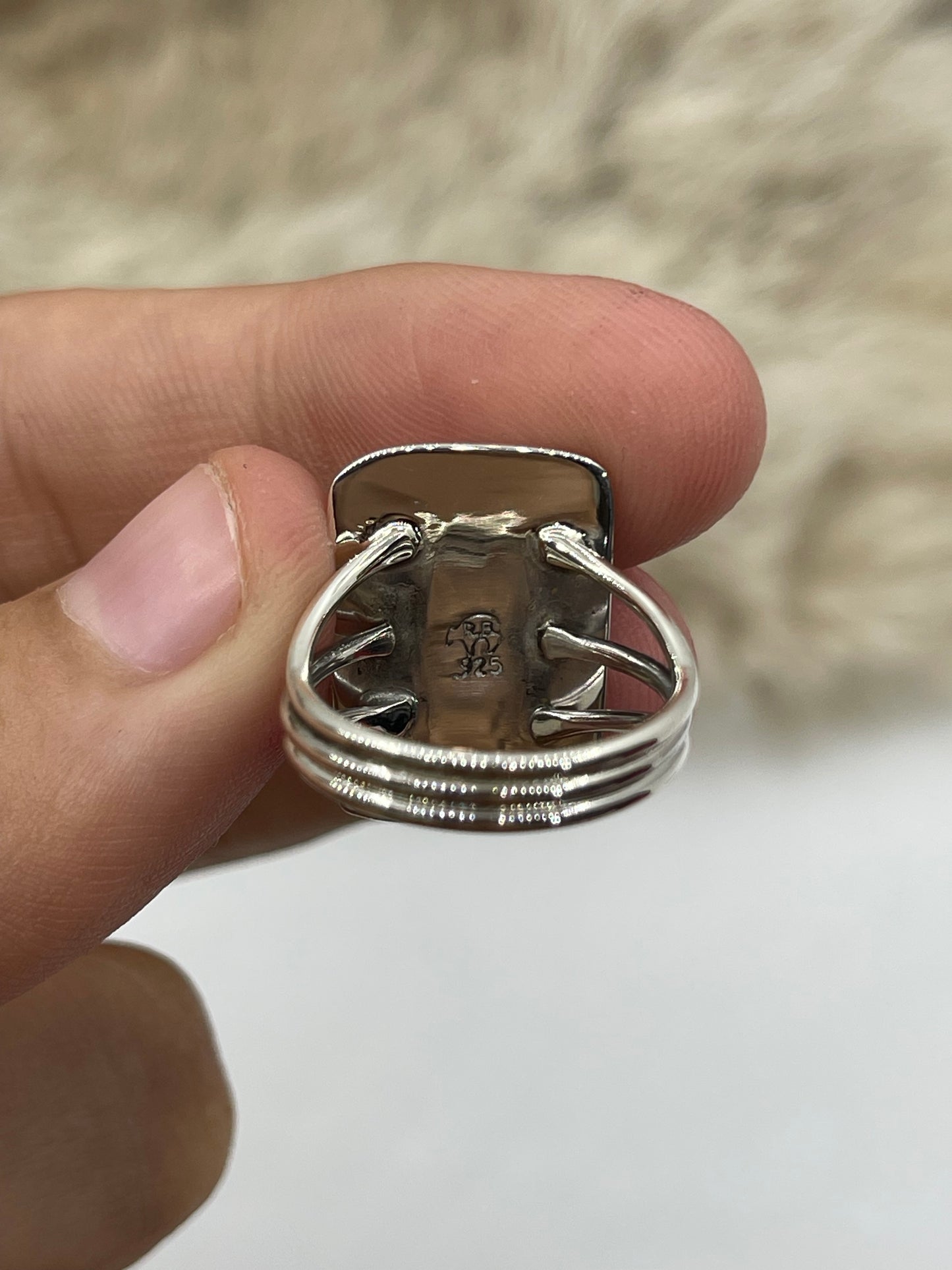 6.5 Square Turquoise Ring by Jason Bahe, Navajo