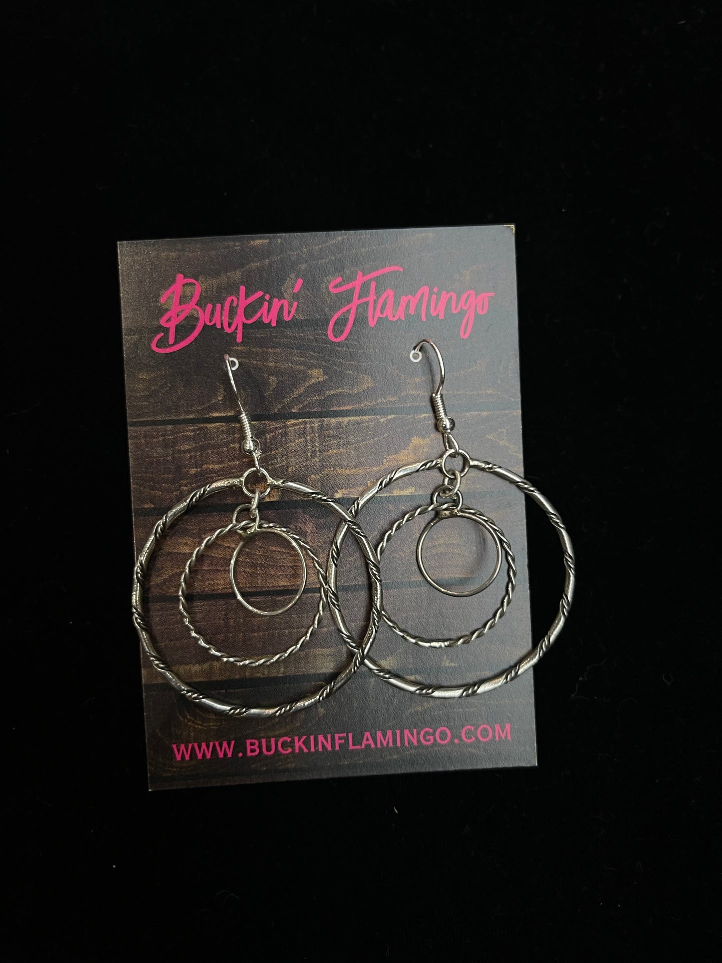 3 Circle Sterling Silver Dangle Hoop Earrings by Nashina Leonard, Navajo