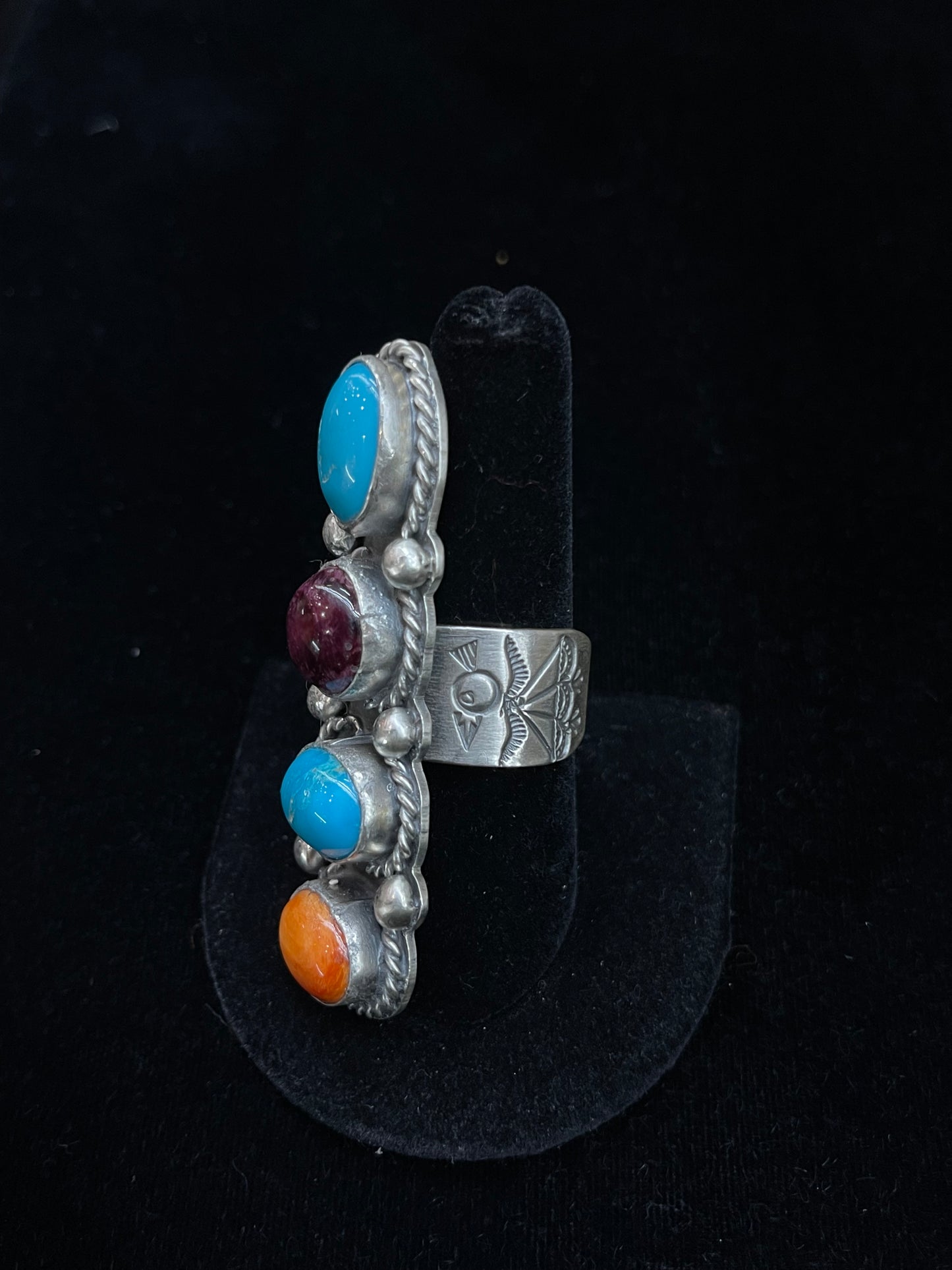 10.0 Multi 4 Stone Ring by Boyd J. Ashley, Navajo