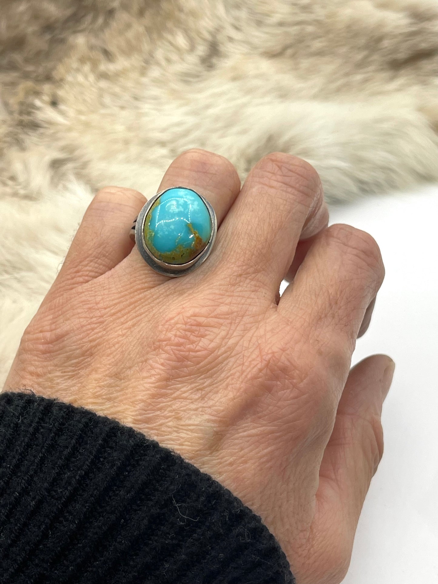 5.5 Cripple Creek Turquoise Oval Ring