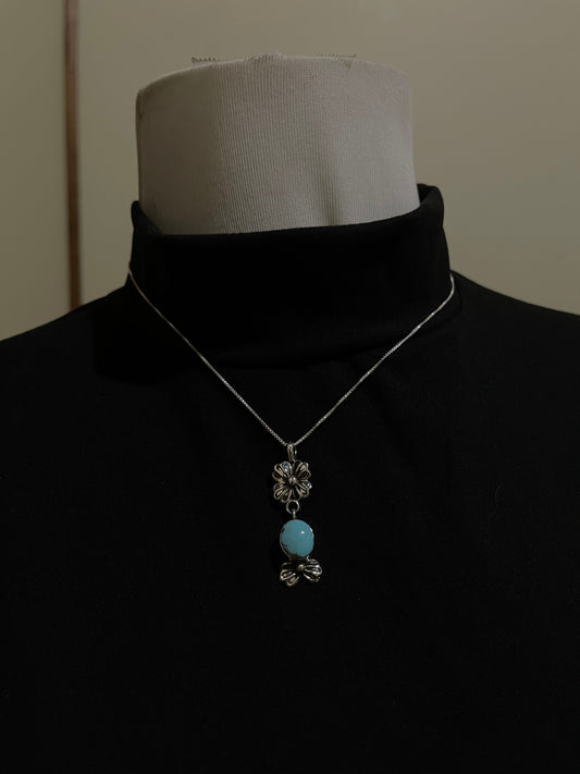 16" Turquoise Flower Necklace by Mike Smith, Navajo