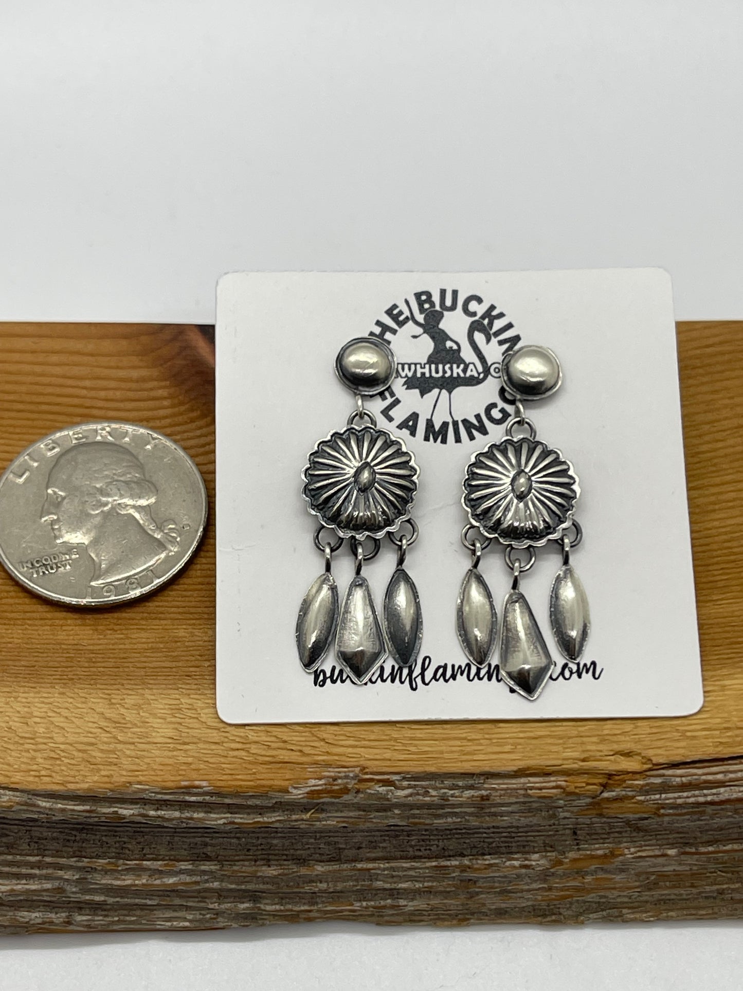 Concho Dream Catcher Post Earrings by Terry Charlie, Navajo