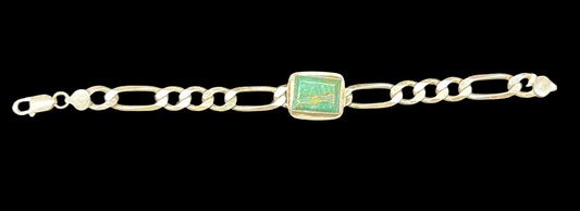 7 1/2" Sonoran Gold Turquoise Figaro Chain Bracelet