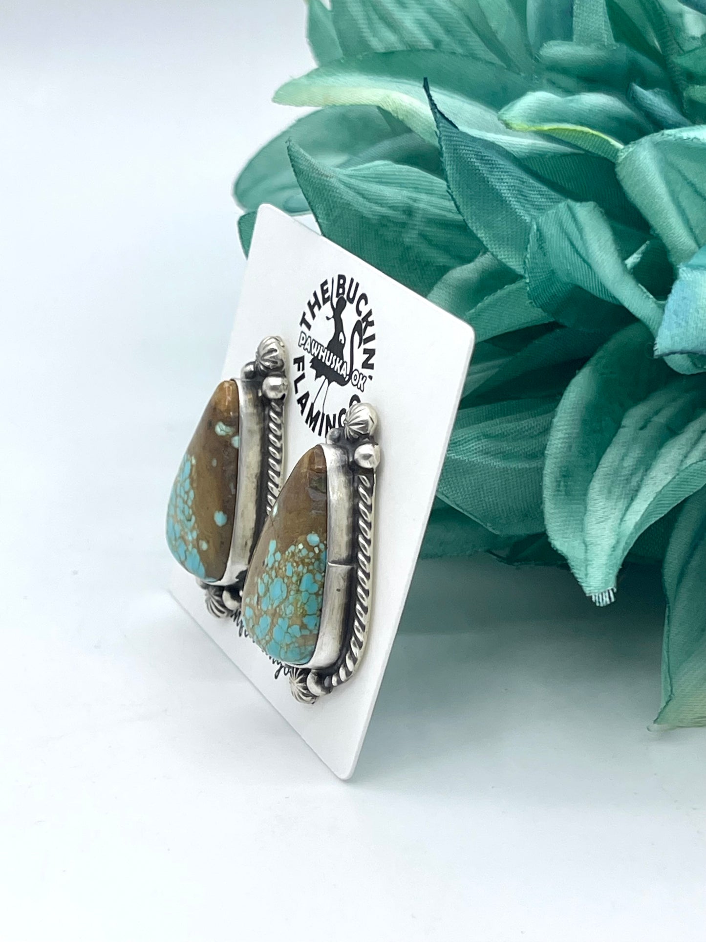 #8 Turquoise Top Post Earring by Elouise Kee, Navajo