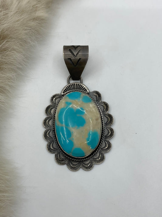 White Water Turquoise Pendant by Gilbert Platero, Navajo
