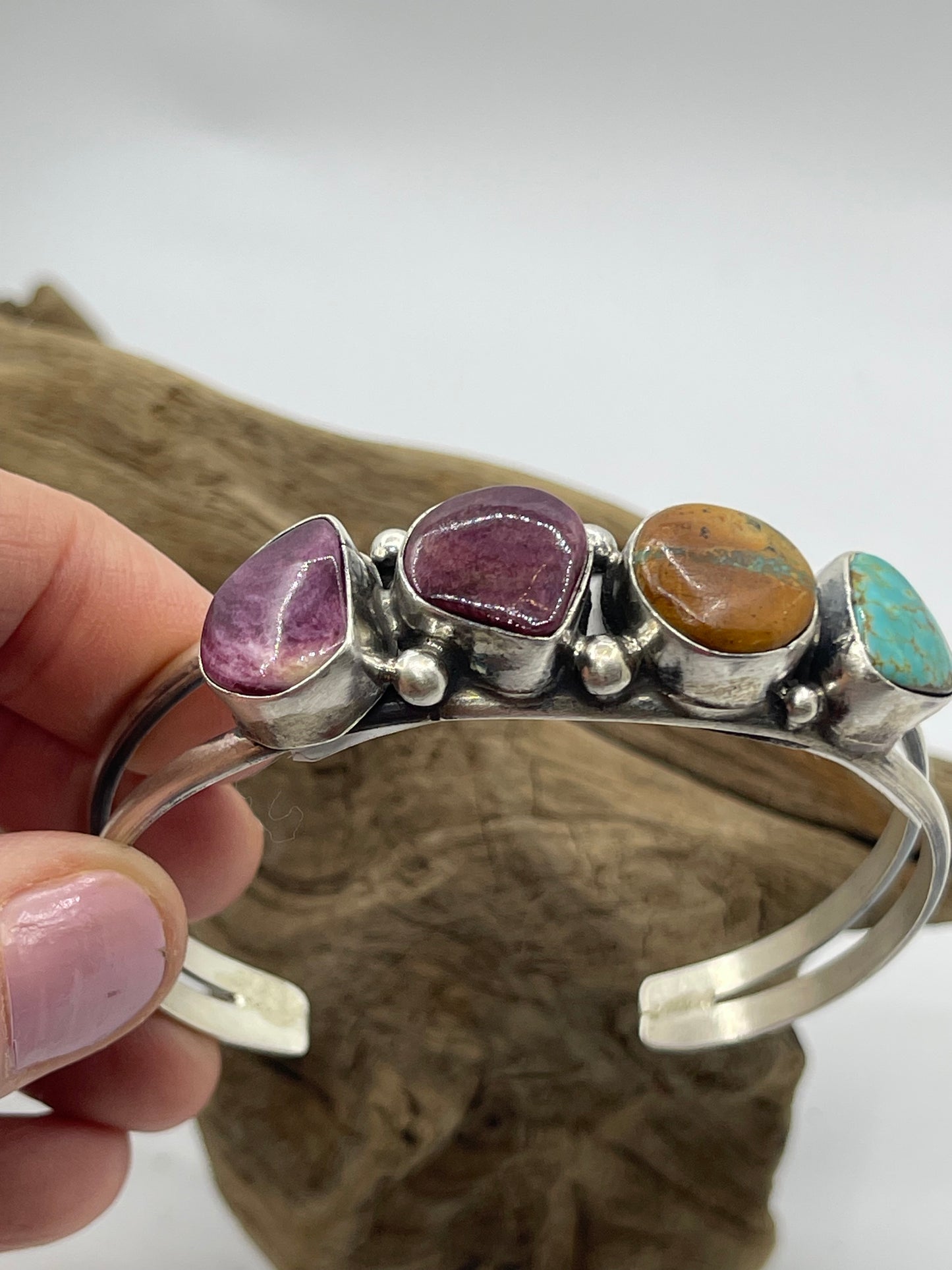 5 1/2"-7" Turquoise and Spiny Oyster Cuff by Augustine Largo, Navajo