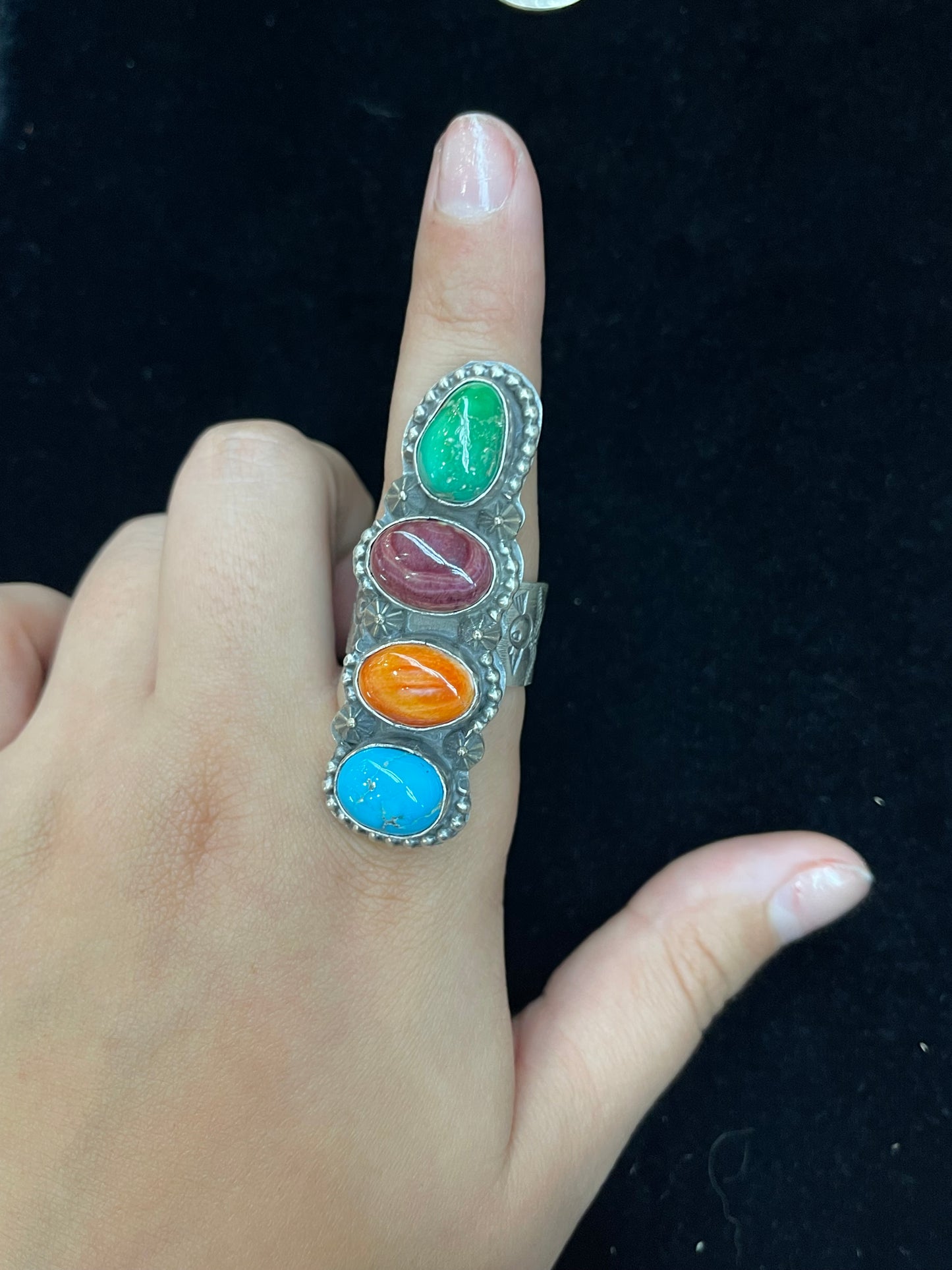 10.5 Multi 4 Stone Ring by Boyd J. Ashley, Navajo