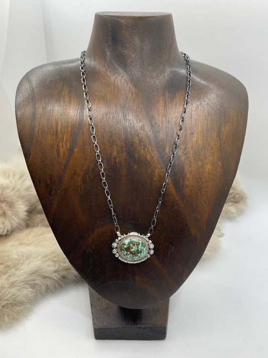 18" High-grade Kingman Web Turquoise Necklace by Marita Benally, Navajo