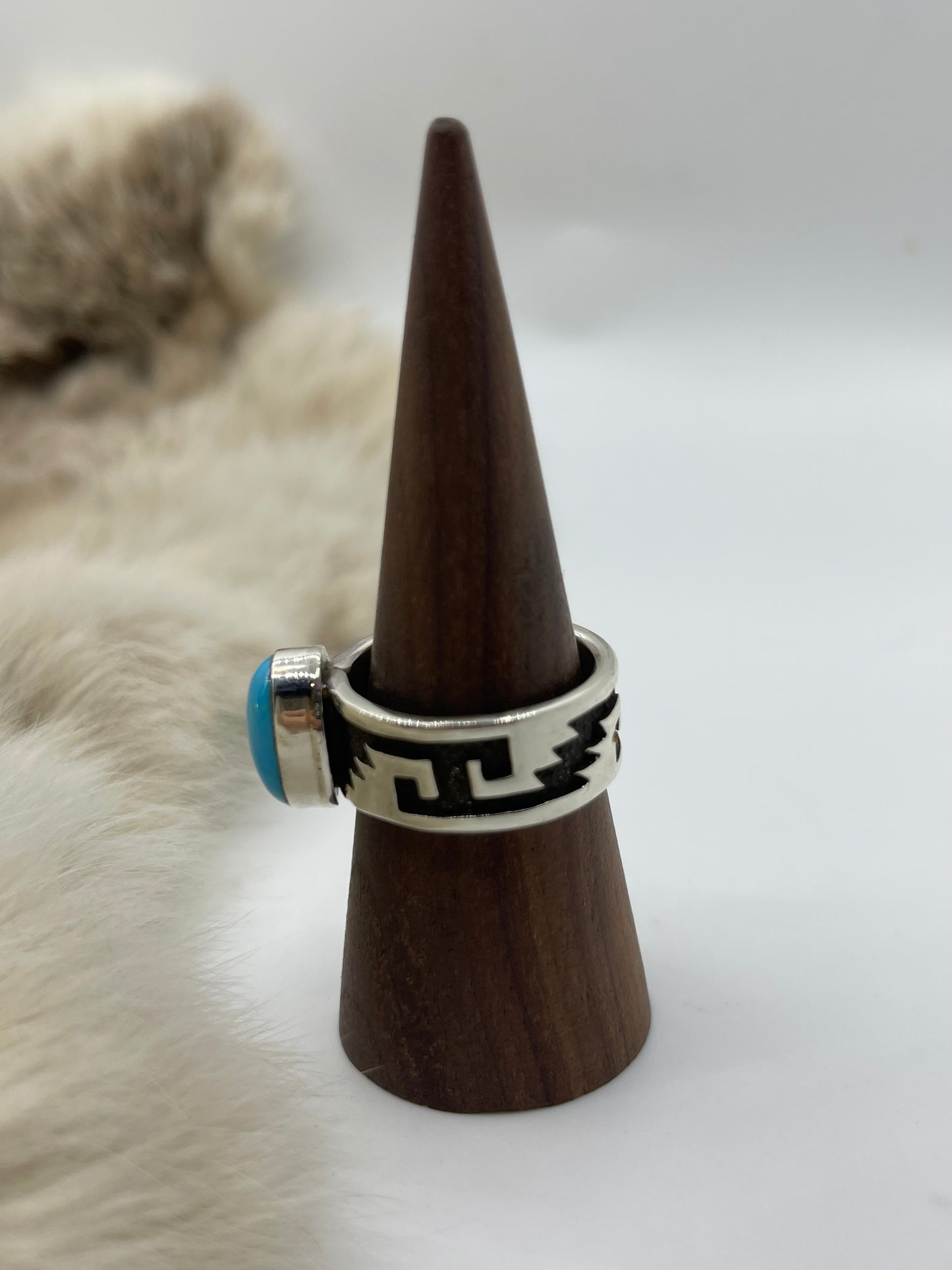 11.5 Sleeping Beauty Turquoise Ring by Marie Jackson, Navajo