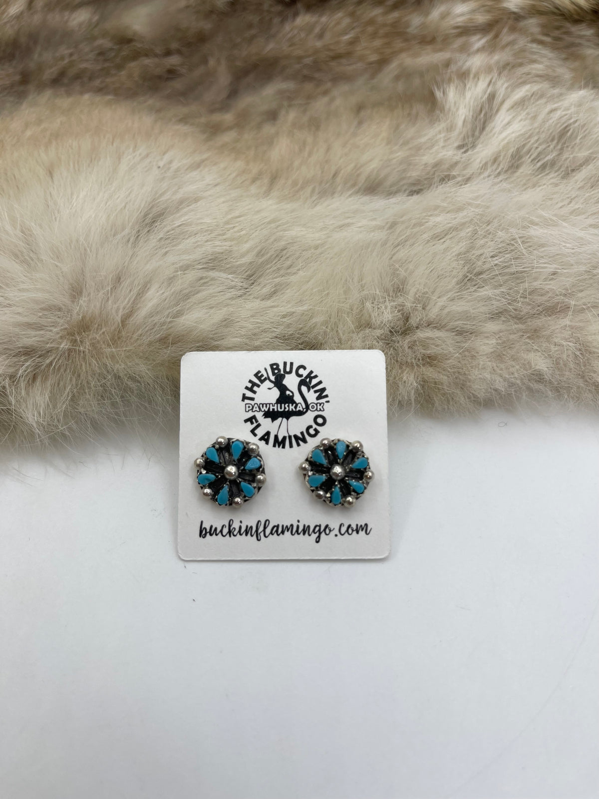 18" Petit Point Turquoise Cluster Necklace & Earring Set by Tricia Leekity, Zuni