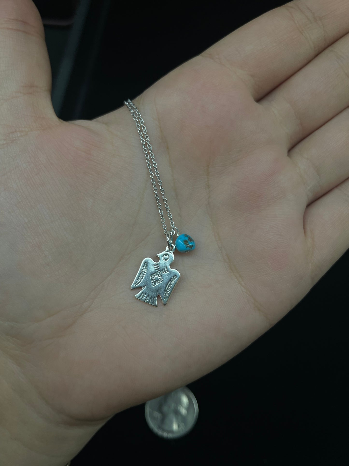 16" Thunderbird and Turquoise Necklace
