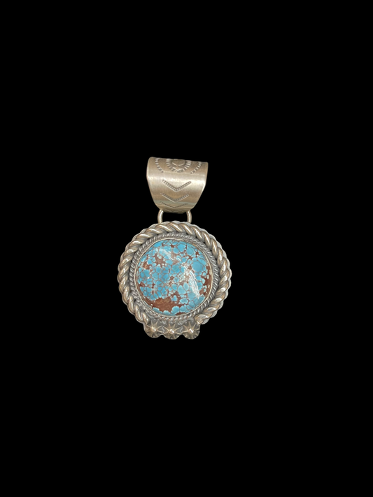 High Grade Kingman Spiderweb Turquoise Pendant by Gilbert Platero, Navajo