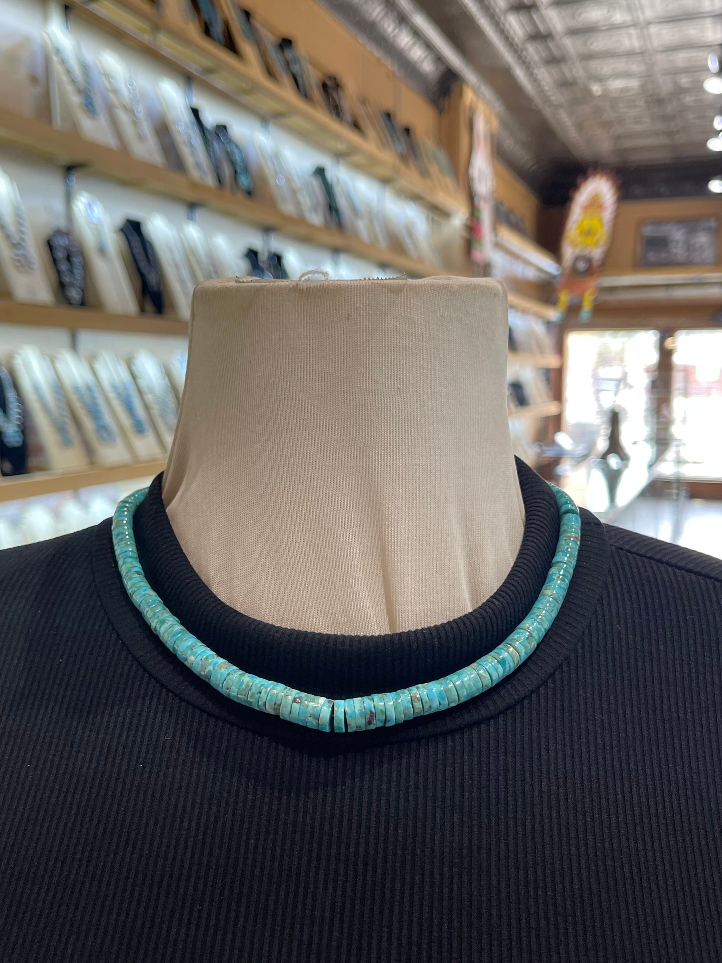18" Natural Turquoise Graduated Heishi Beads