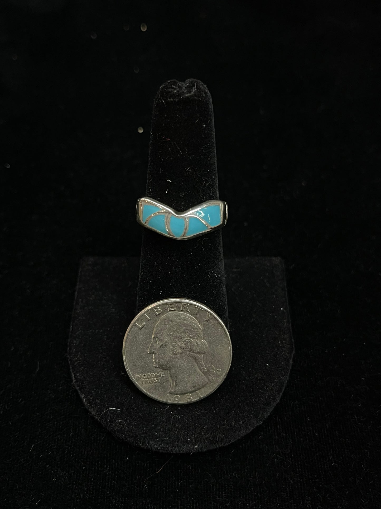 6.5 Turquoise Inlay Ring by Orena Leekya, Zuni