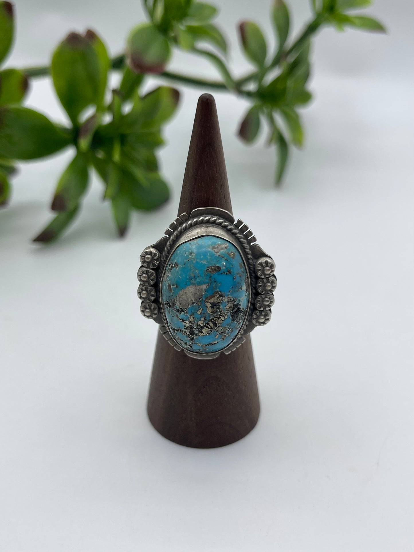 7.0 Persian Turquoise Ring By John Nelson, Navajo