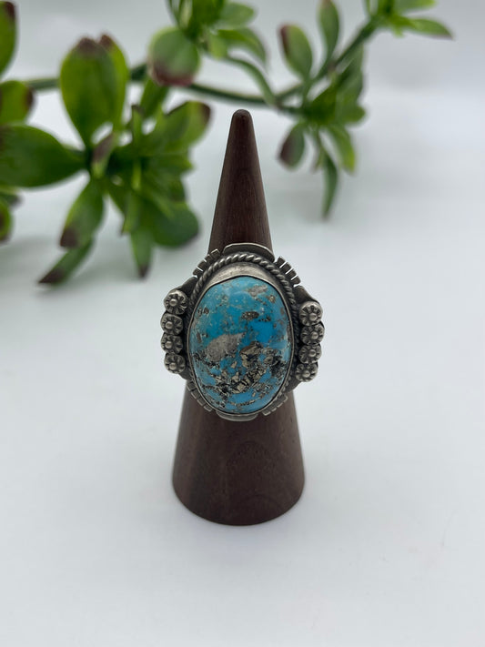 7.0 Persian Turquoise Ring By John Nelson, Navajo