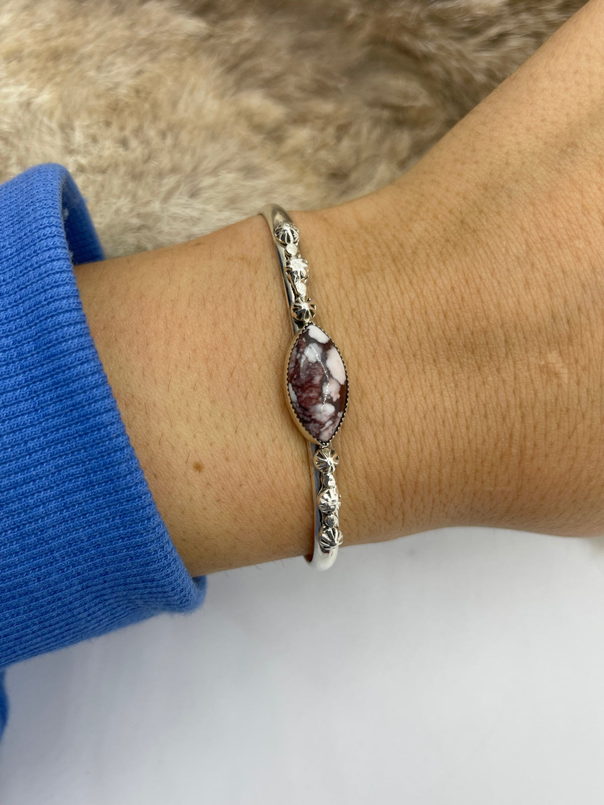 6.25”-7.5” Wild Horse Cuff by Michael Yazzie, Navajo