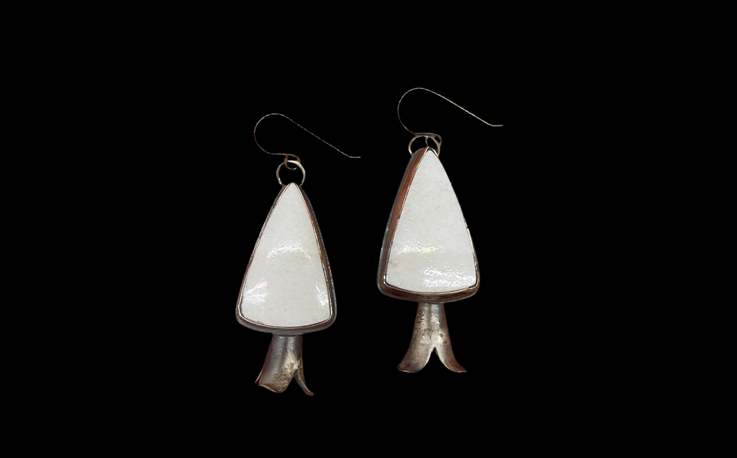 White Buffalo Blossom Dangle Earrings by Gilbert Platero, Navajo