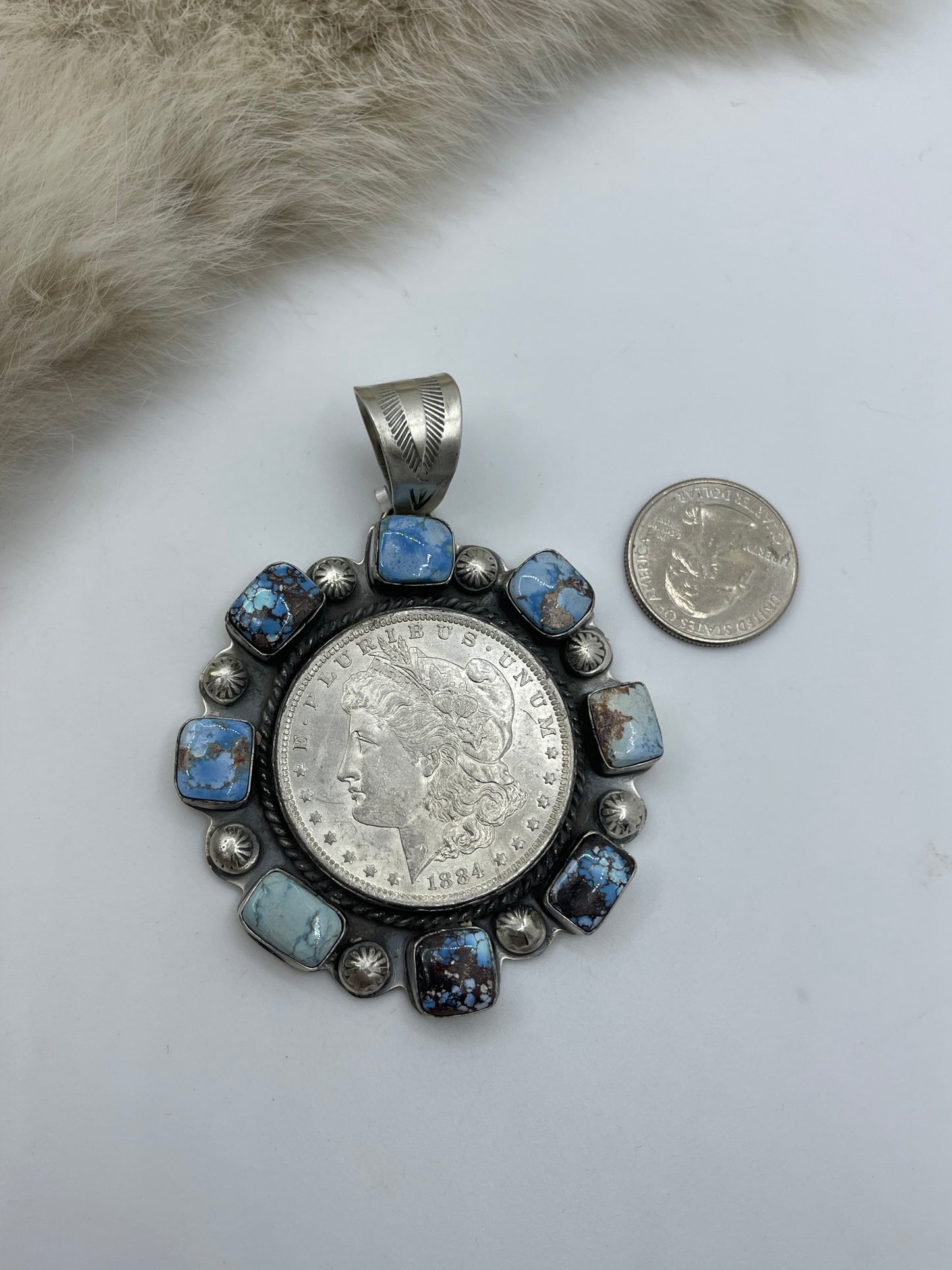 12mm Bale 1884 Morgan Silver Dollar Pendant by Boyd Ashley, Navajo