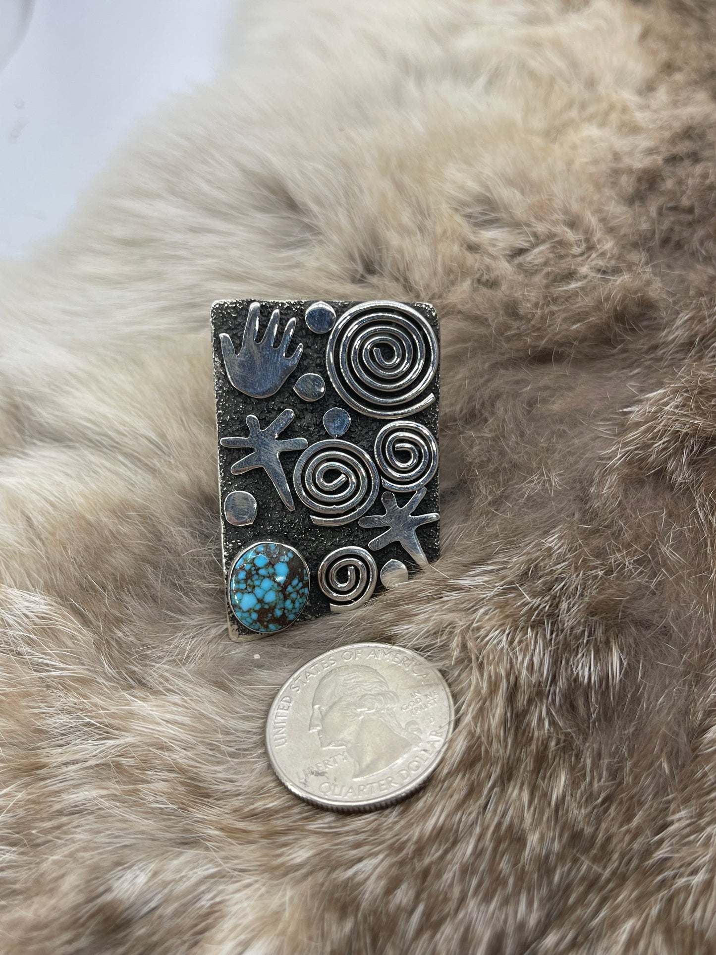 7.0 Kingman Spiderweb Turquoise Ring by Alex Sanchez, Navajo