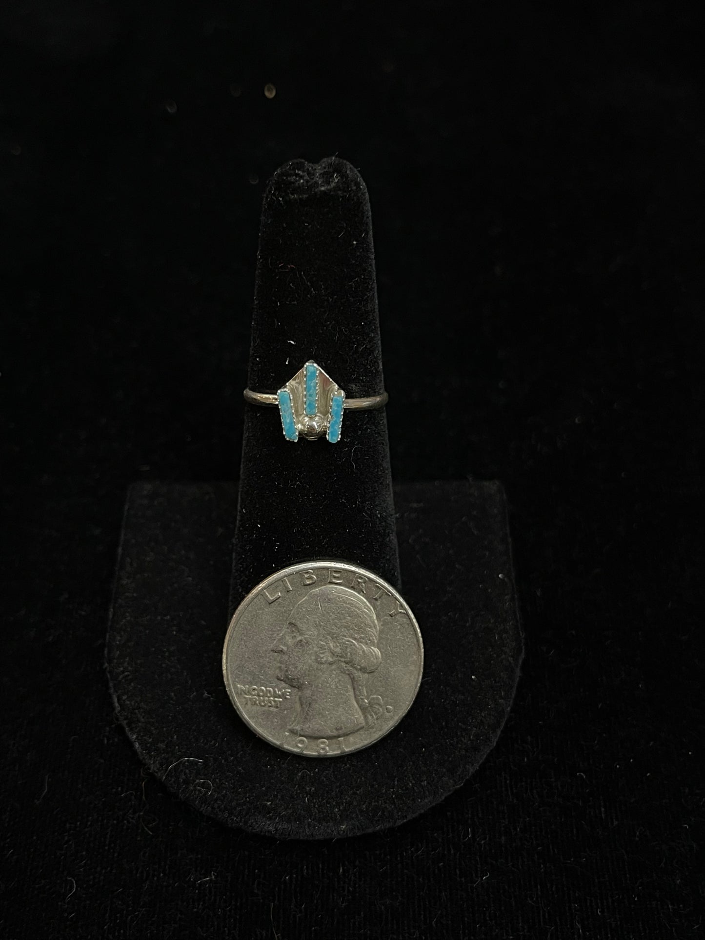 Dainty Turquoise Needlepoint Ring by Ashley Laate, Zuni