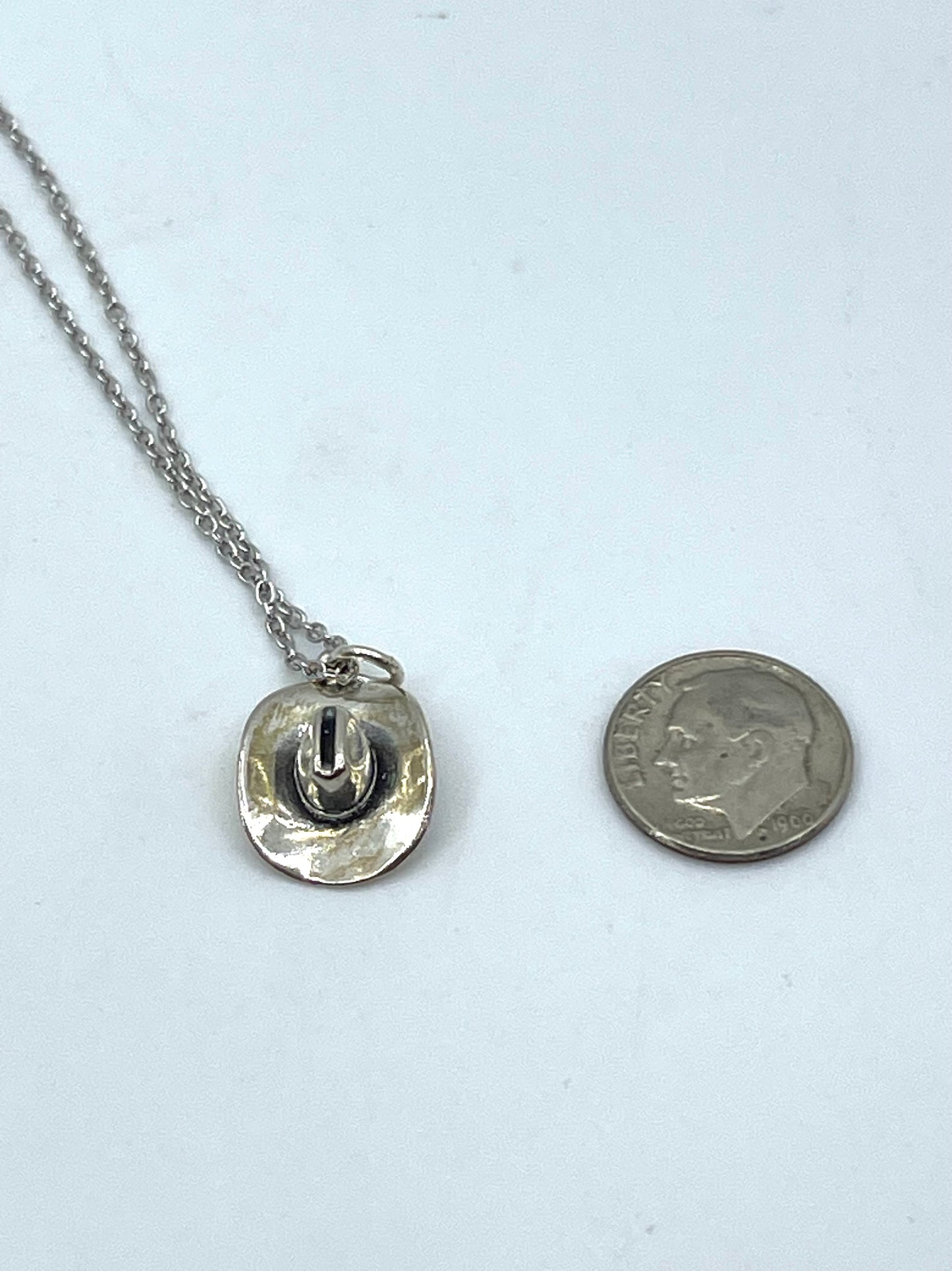 16" Sterling Silver Cowboy Hat Necklace, Navajo