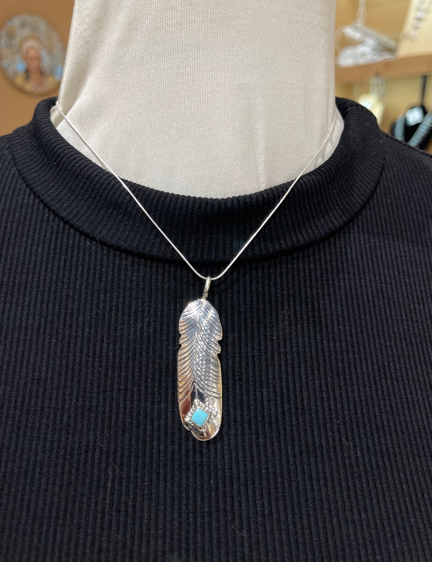 16" Feather Necklace by Raymond Yazzie, Navajo