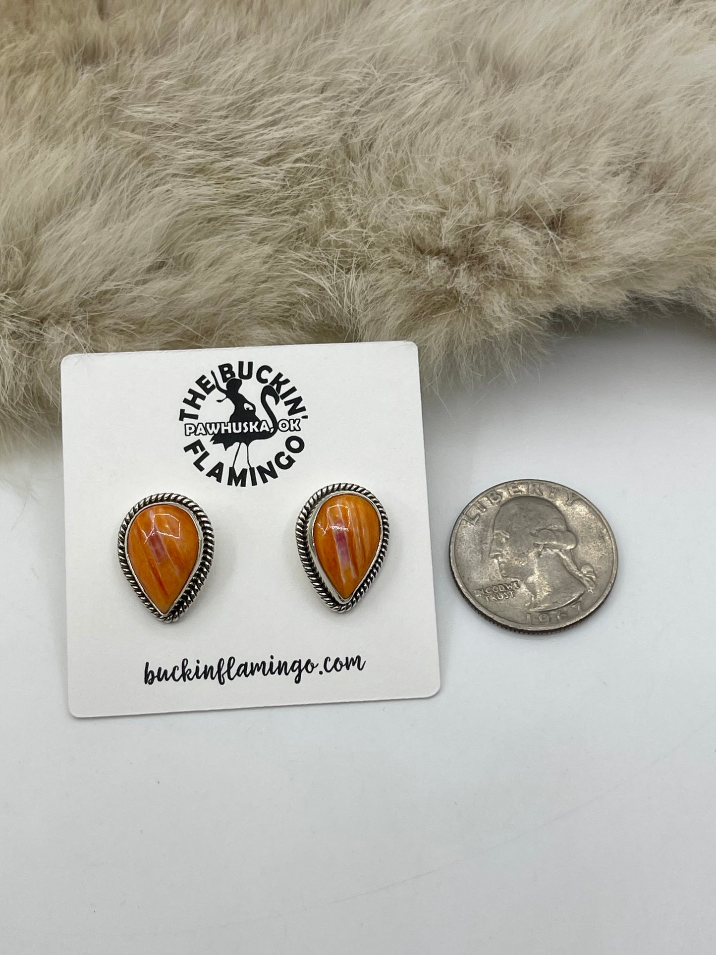 Orange Spiny Oyster Shell Earrings
