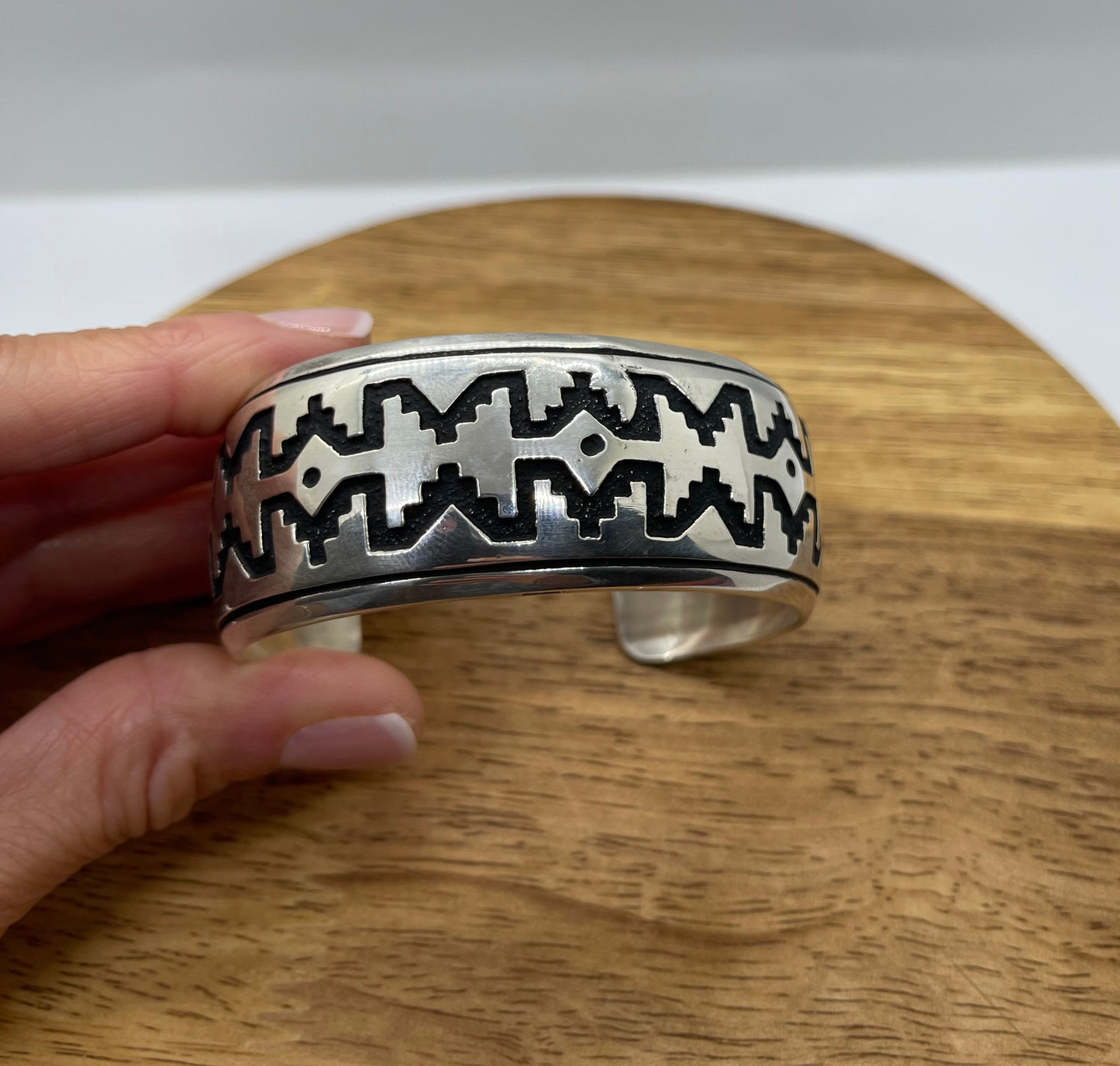 6"-7 1/4" Stamped Sterling Silver Cuff by Tommy and Rose Singer, Navajo