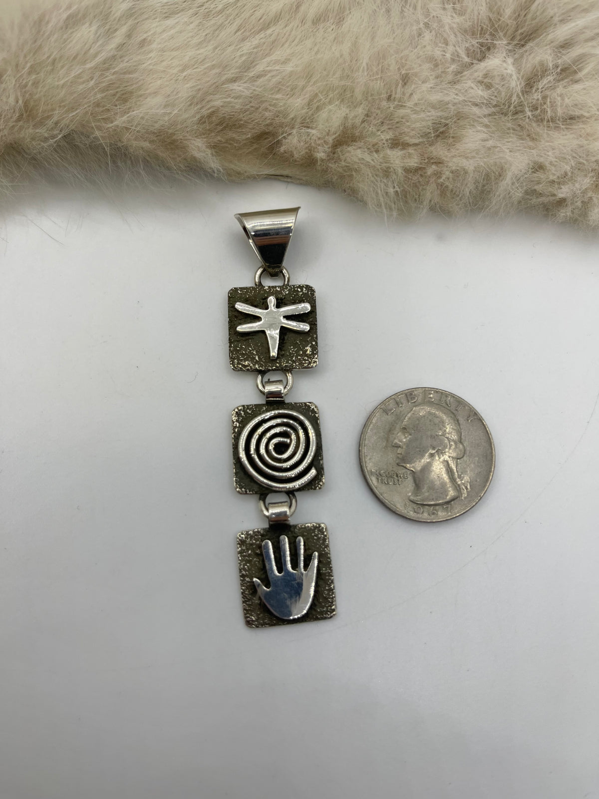 7mm Bail Triple Dangle Mini Petroglyph Pendant by Alex Sanchez, Navajo