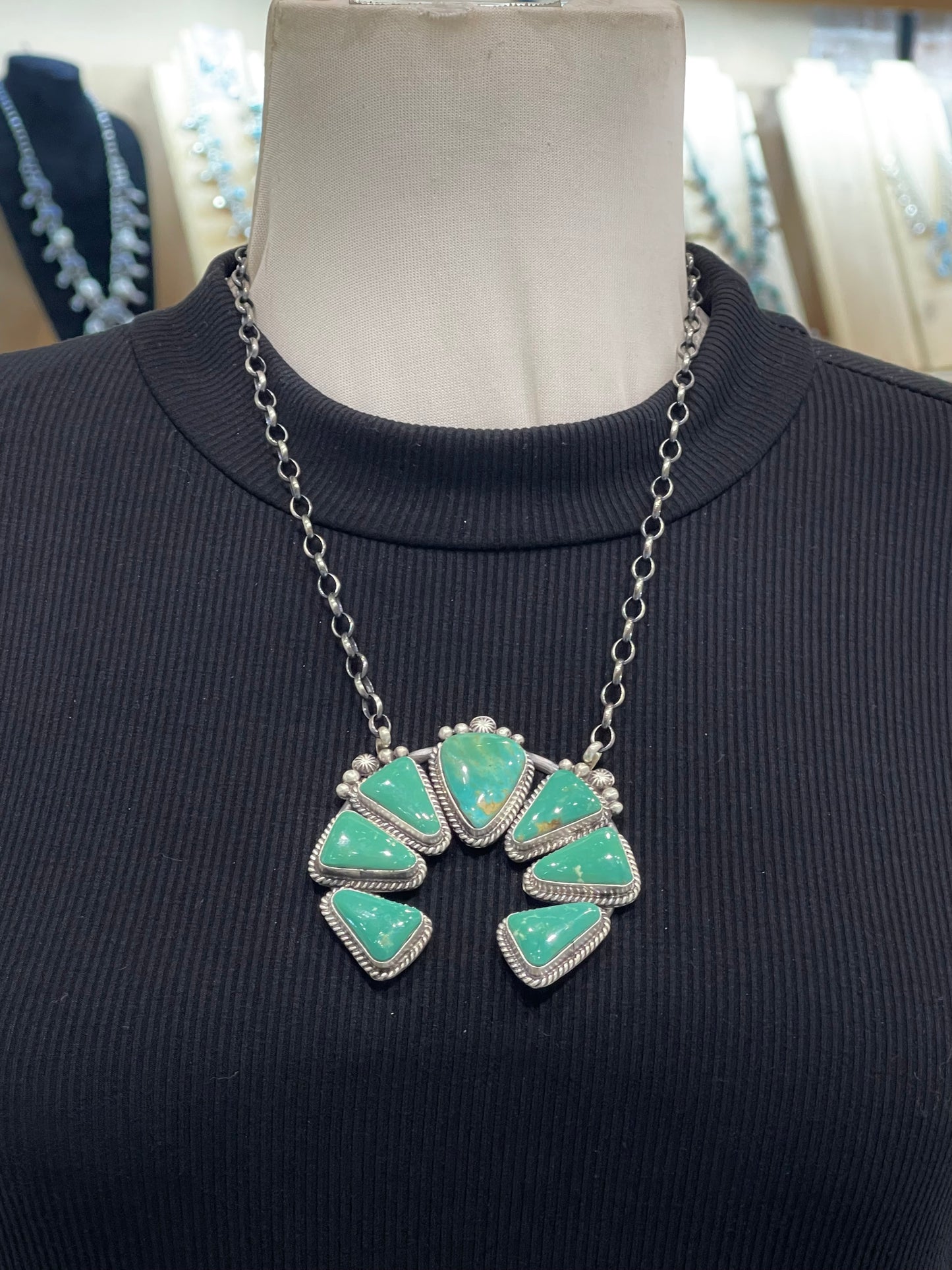 20" Royston Turquoise Naja Necklace by Elouise Kee, Navajo