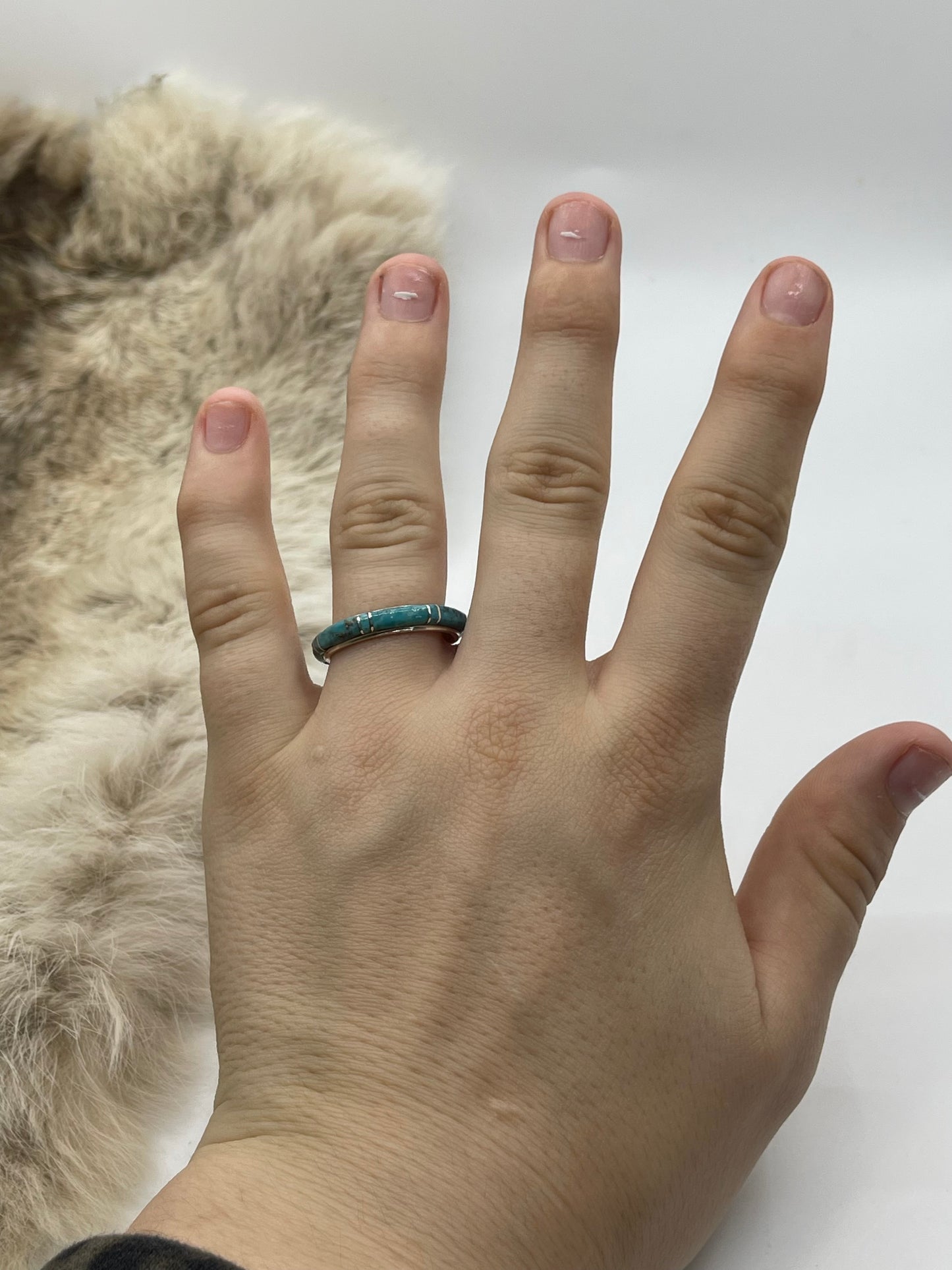 7.0 Turquoise Inlay Band by Terrance Panteah, Zuni