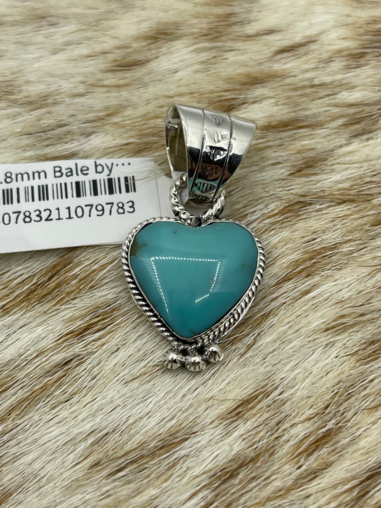 Turquoise Heart Pendant with an 8.8mm Bale by Annette Martinez, Navajo