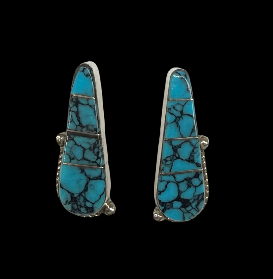 Kingman Spiderweb Turquoise Post Earrings by Avery Norton, Navajo