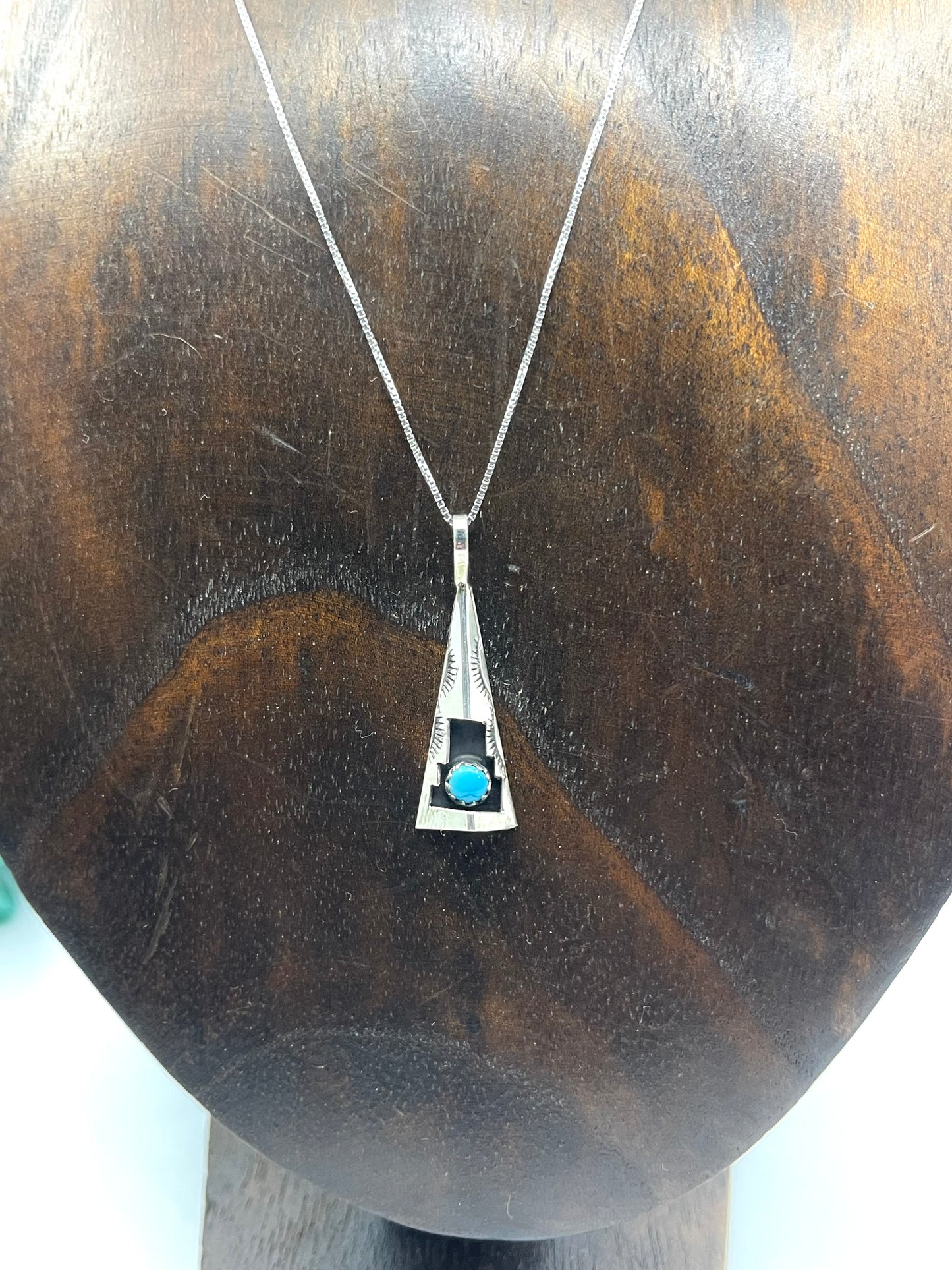 16" Triangle Shadowbox Pendant By Felix Perry, Navajo