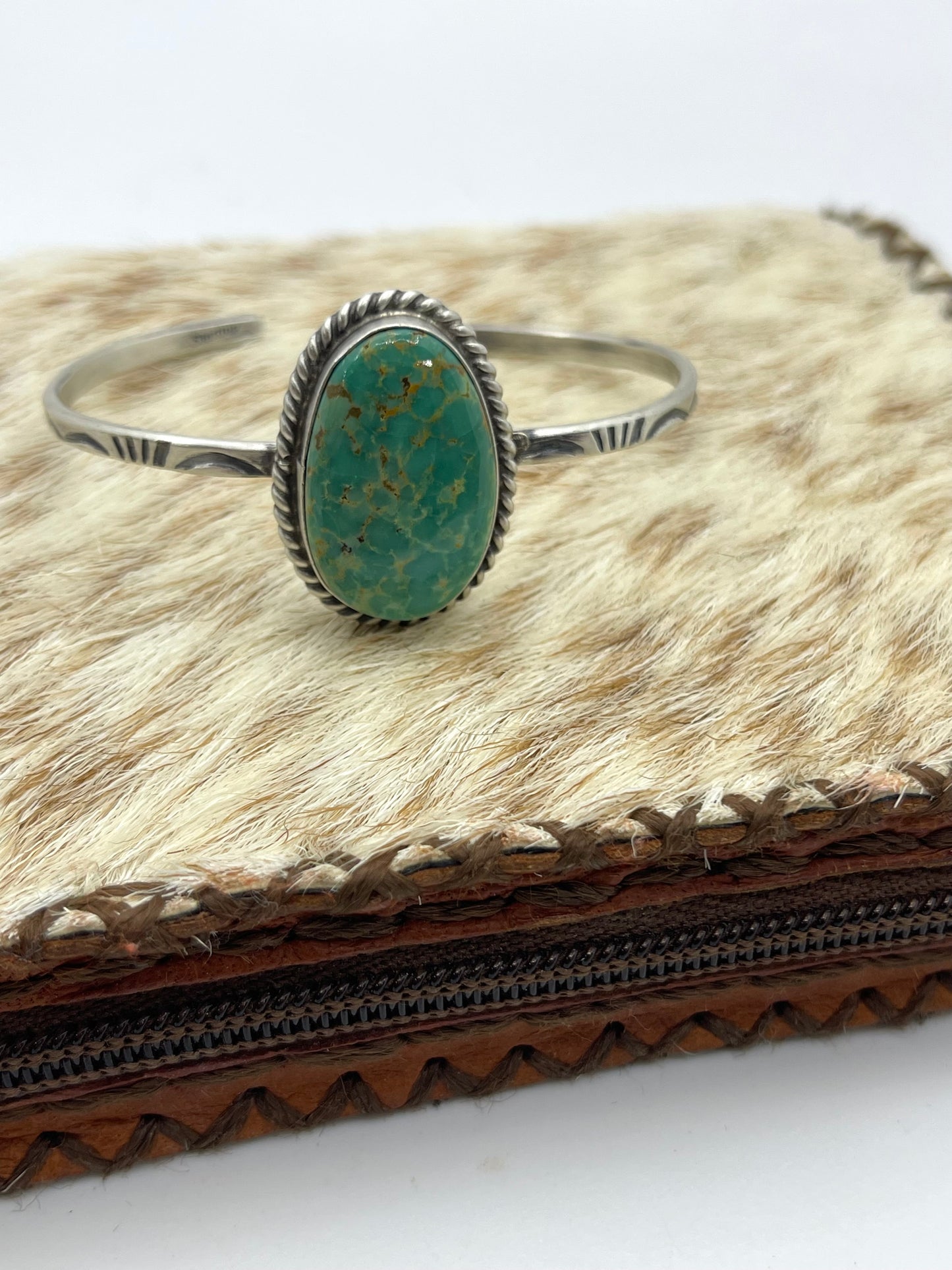 Single Stone Stamped Cuff by Donovan Skeet, Navajo