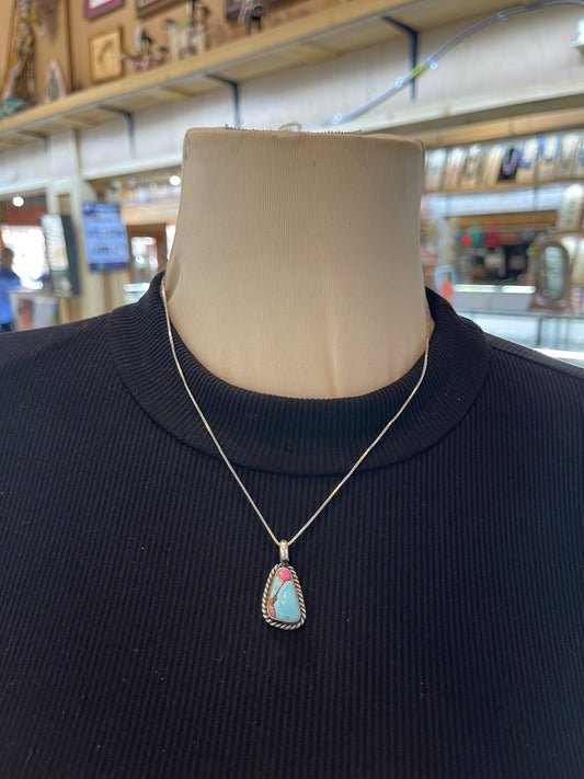 18" Cotton Candy Pendant Necklace by Johnny Dixon, Navajo