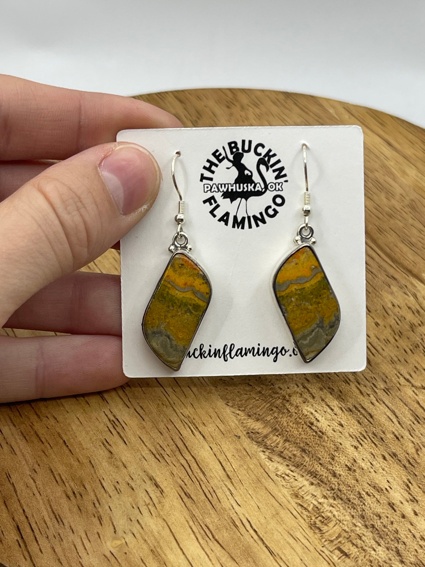 Bumblebee Jasper Dangle Earrings, Navajo Made
